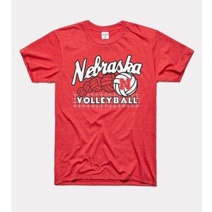 Nebraska Charlie Hustle Volleyball Red T-Shirt Men’s Large New